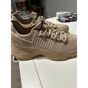 Steve Madden Maxima Rhinestone Knit Sneakers Blush Tan Womens 10 MAXI01S1